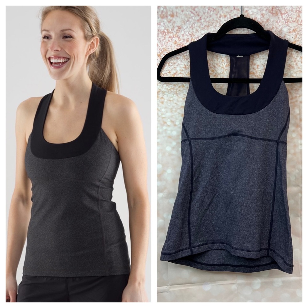 Lululemon Scoop Neck Tank in Heathered Purple, Built-In Sports Bra